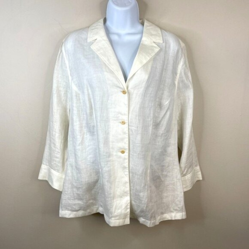 Copines‎ Linen Top Large 44 Ivory Euro Summer Quiet Luxury Beachy Coastal Tunic